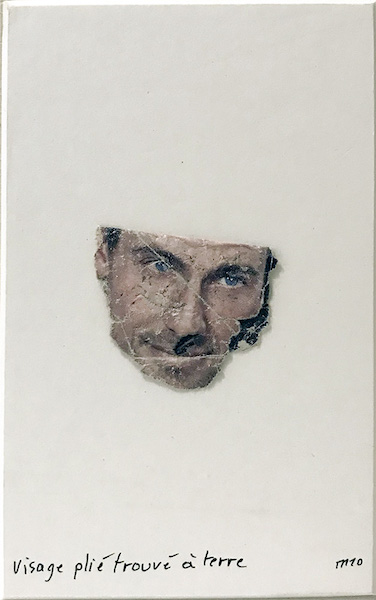 Marcel Miracle - Visage plié trouvé à terre, 2010 - Collage on cardboard, 15 x 9,5 cm